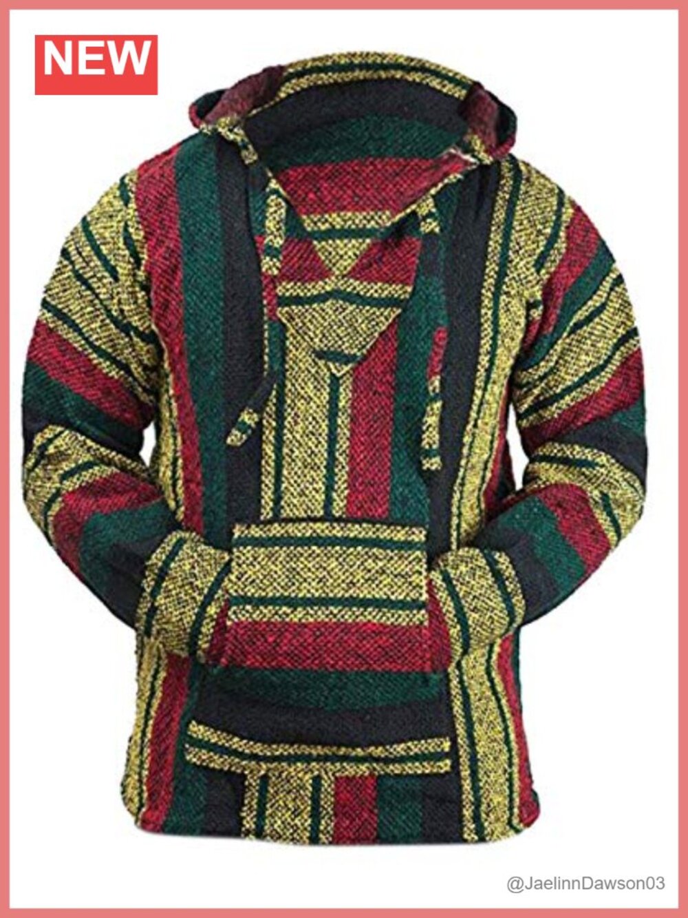 Mexican Baja Hoodie Hippie Surf Poncho Sweater Pullover Fleece Lined